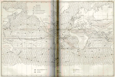 Figura 1: Placa XV de Maury, Matthew F. 1858. Los vientos. Capítulo: Explicaciones y direcciones marítimas. Washington: Hon. Isaac Toucey.