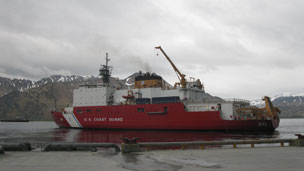 Figure 5: The USCGC Healy pulling away from Dutch Harbor.