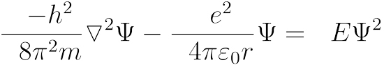 Equation 2: The time independent Schrödinger equation for hydrogen's energy levels. (Equation created with CodeCogs online tool.)