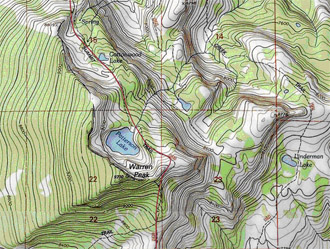 topographic map - Warren Peak USGS 7.5