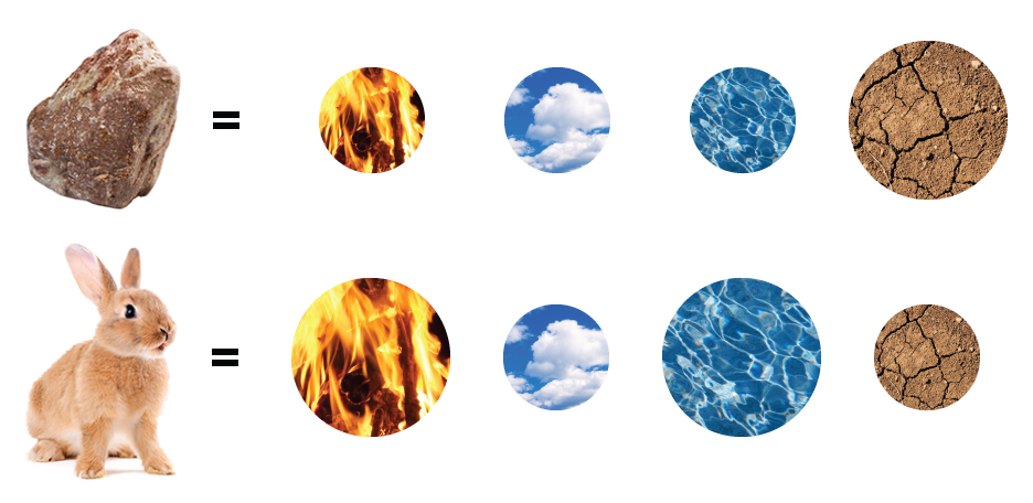 Empedocles theorized that all matter was composed of four elements: fire, air, water, and earth