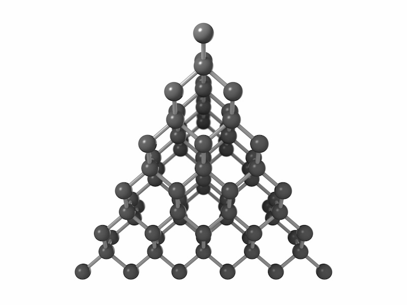 Figure 4a: The internal structure of diamond shows equally strong bonds in all directions.
