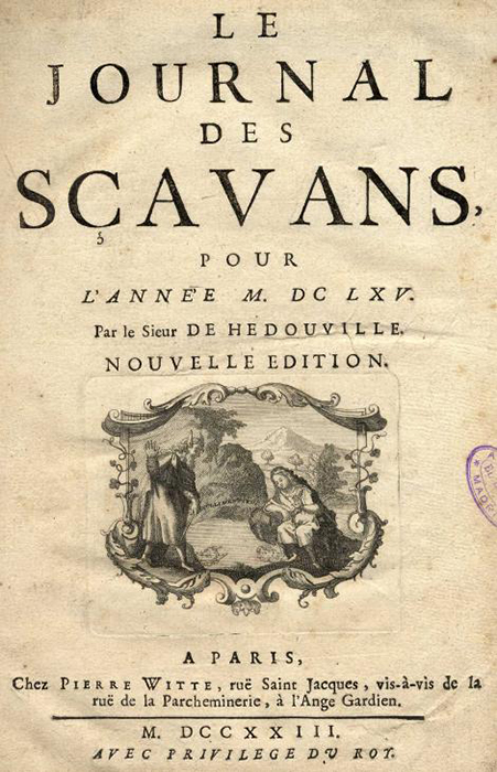 Figure 1: Title page of the first issue of le Journal des Scavans.
