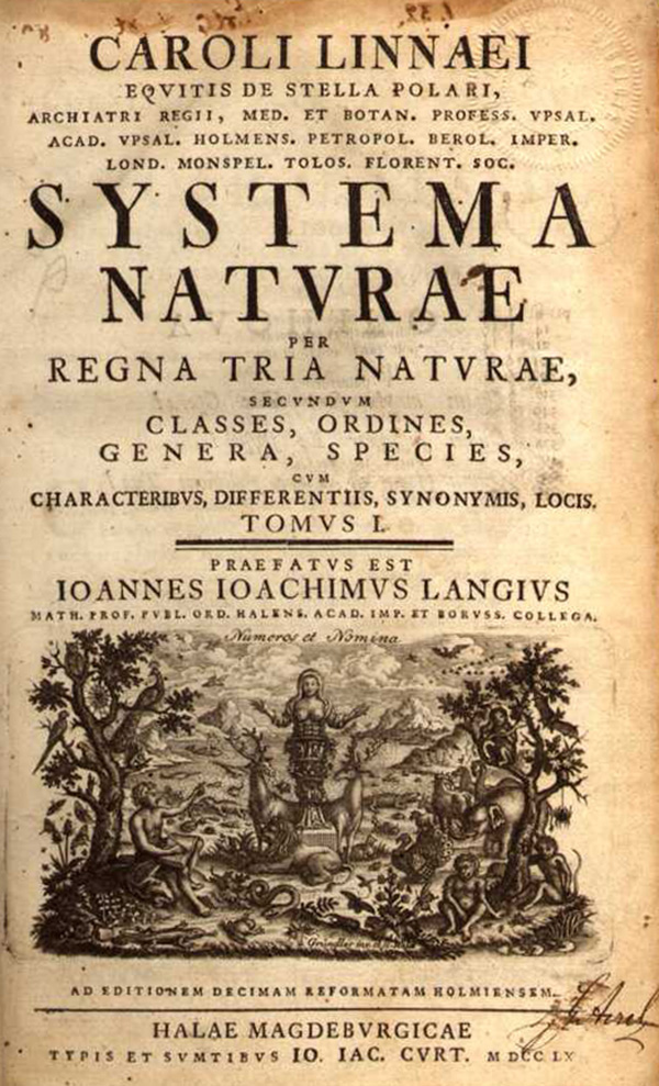 Figure 1: Cover of the 1760 edition of Systema Naturae.