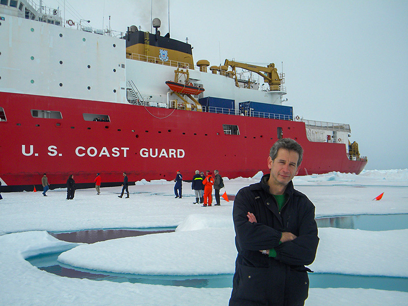 Figure 1: Kevin Arrigo on the ice in the Arctic Circle