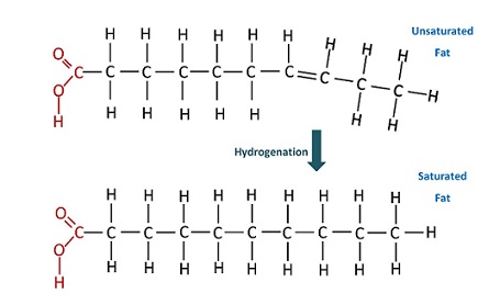 Figure 10: Unsaturated fats, usually vegetable oils, are subjected to the process of hydrogenation in order to turn them into saturated fats.