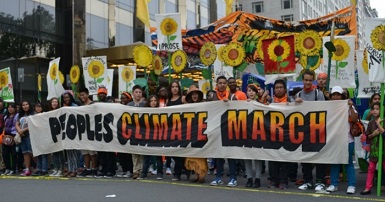 Figura 1: Demonstradores participan en la Marcha Popular de Clima.
