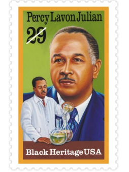 Figure 11: Percy Lavon Julian commemorative stamp issued by the US Postal Service as part of the Black Heritage Series, 1993.