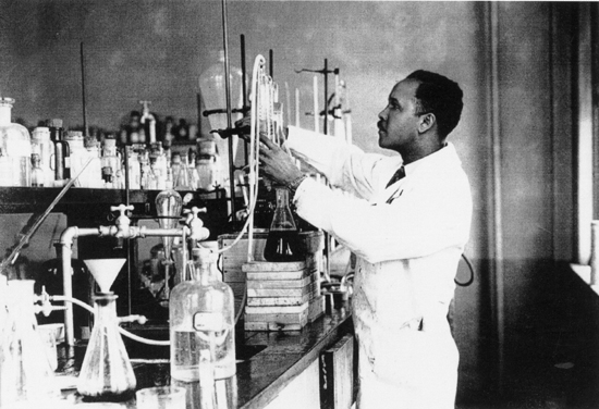 Figure 7: Percy Julian in the Minshall Laboratory at DePauw University during his tenure as a research fellow.