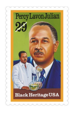 Figure 11: Percy Lavon Julian commemorative stamp issued by the US Postal Service as part of the Black Heritage Series, 1993.