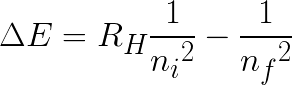 Equation 3: The Rydberg Formula (created with CodeCogs online tool.)
