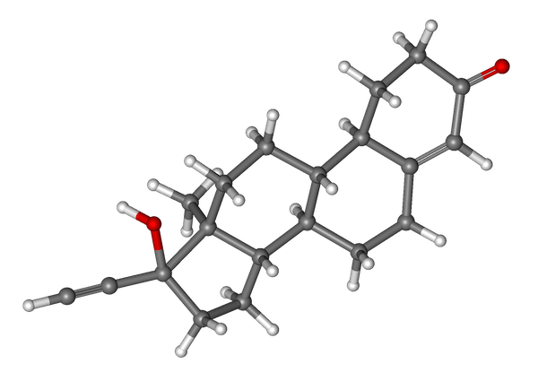 Figure 2: The chemical structure of norethindrone, a synthetic version of the hormone progesterone.