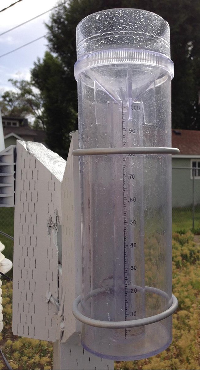 Figure 3: A 4” plastic rain gauge, typical of those used at CoCoRaHS observing stations.