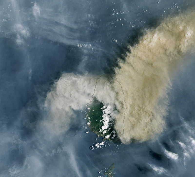 Figure 4: Eruption of La Soufrière that started on 9th April 2021 and continued into 2022.