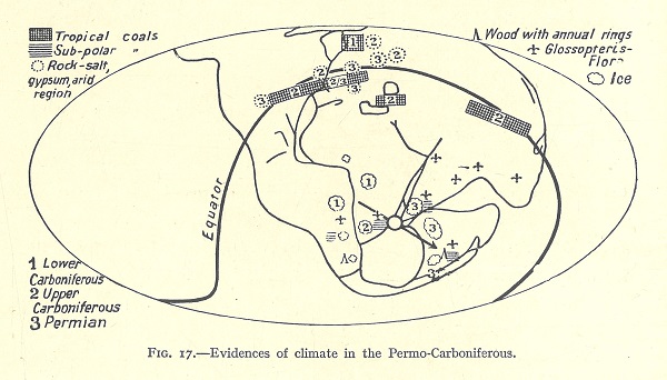 Wegener's map of paleoclimate data
